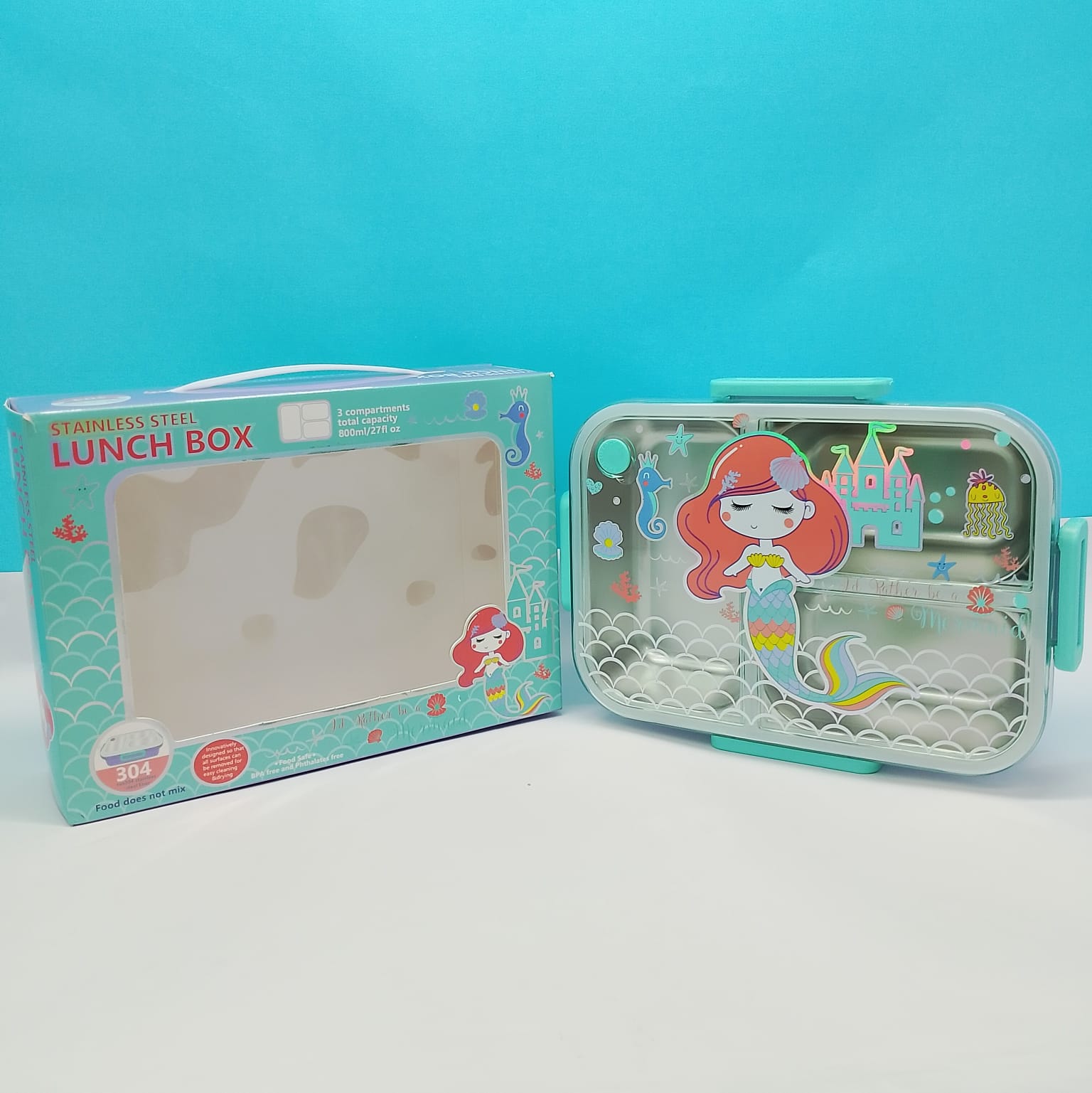 Mermaid Stainless Steel Bento Box (Blue)