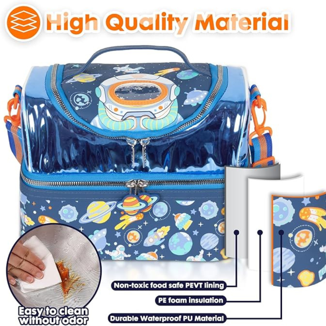 Kids  Insulated Lunch Box for Girls Boys,Toddler Travel bags With Strips