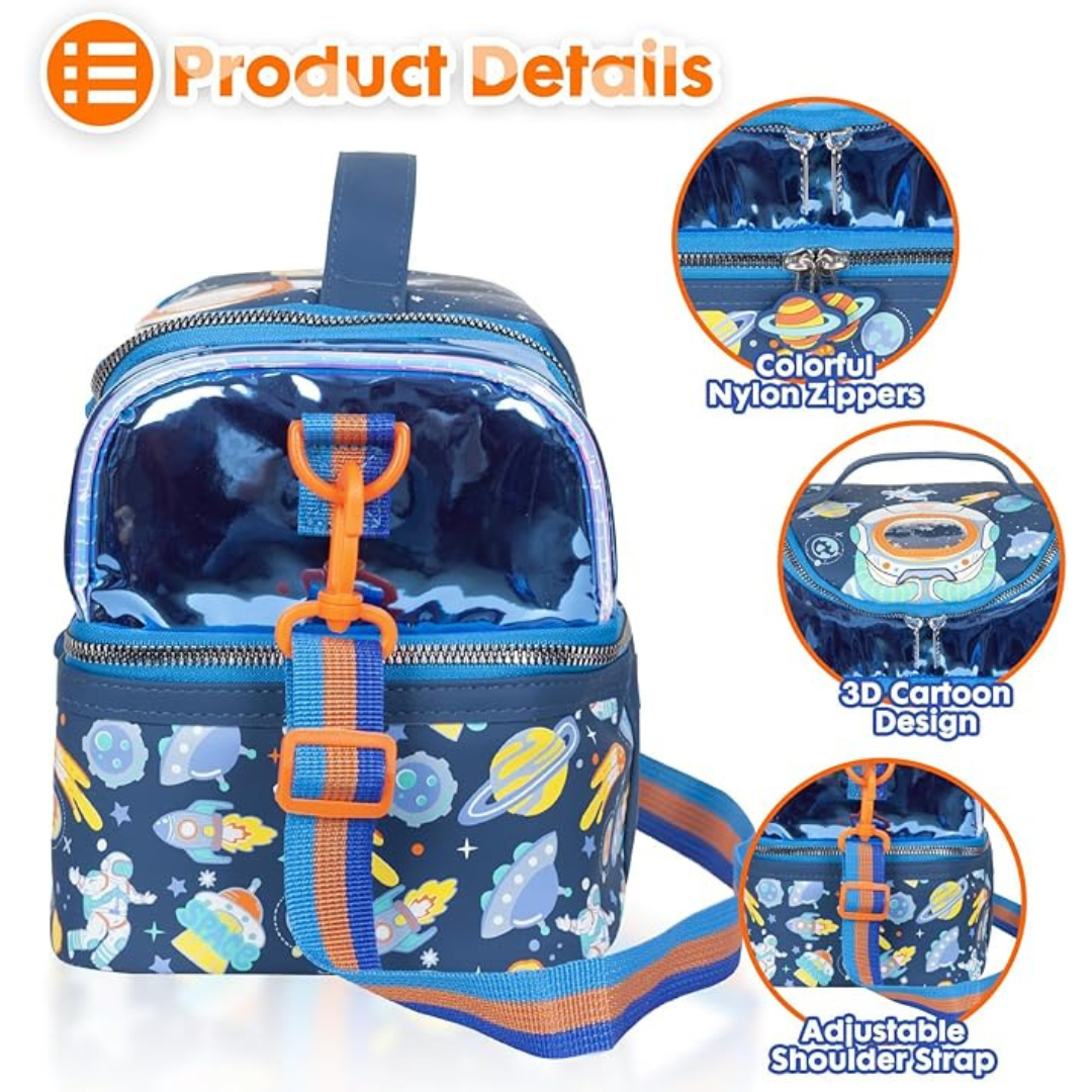 Kids  Insulated Lunch Box for Girls Boys,Toddler Travel bags With Strips