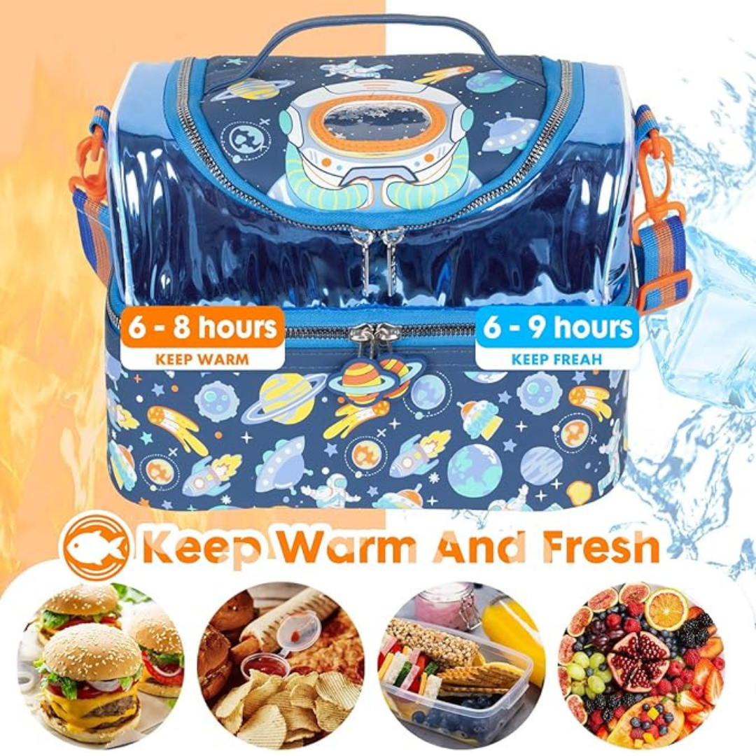Kids  Insulated Lunch Box for Girls Boys,Toddler Travel bags With Strips
