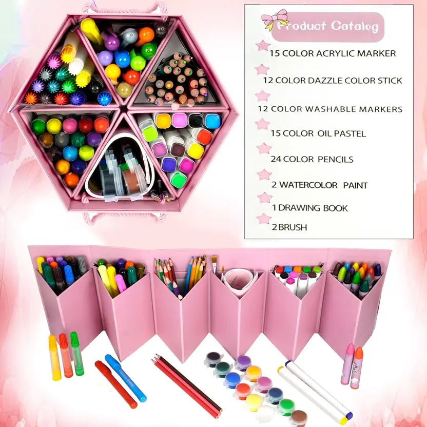 Art Supplies 83Pcs Set for Kids (Unicorn - Pink)