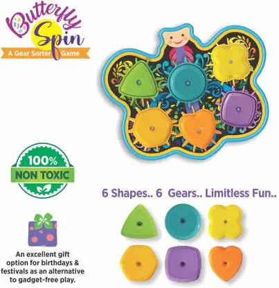 Toymate Buttefly Spin - A Gear Sorter Toy for Kids Age 18-36 Months  (Multicolor)