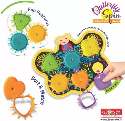 Toymate Buttefly Spin - A Gear Sorter Toy for Kids Age 18-36 Months  (Multicolor)