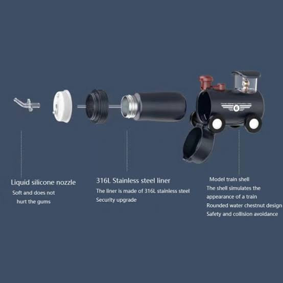 Stainless Steel Vacuum Flask Train Shaped Water Bottle