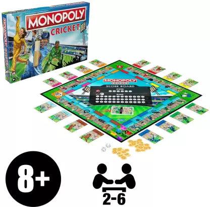 Monopoly Cricket Themed Board Game | For Families and Kids | Ages 8+ | 2 to 6 Players Board Game Accessories Board Game