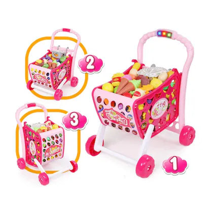 TOY KINGDOM 3 in 1 Kids Supermarket Shopping Cart